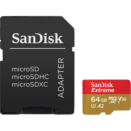 SanDisk 64GB Extreme UHS-I microSDXC Memory Card with SD Adapter