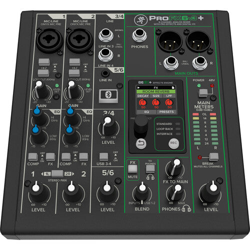 Mackie ProFX6v3+ 6-Channel Analog Mixer with Built-In FX, USB Recording, and Bluetooth