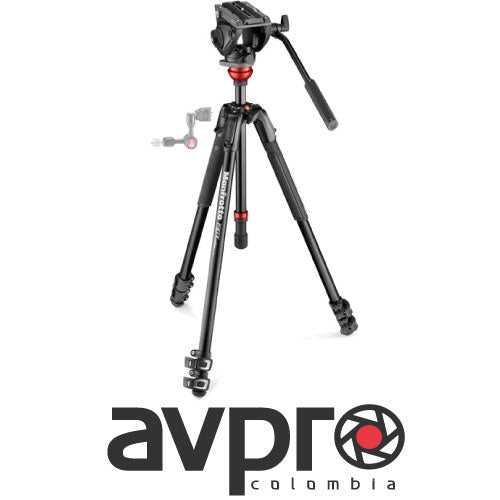 Manfrotto 500 Fluid Video Head with 190X Video Aluminum Tripod & Leveling Column Kit