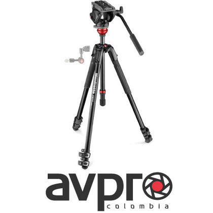 Manfrotto 500 Fluid Video Head with 190X Video Aluminum Tripod & Leveling Column Kit