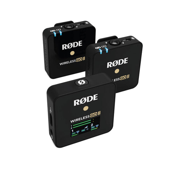 RODE Wireless GO II Sistema de Micrófono de Solapa Inalámbrico Digital y  Grabadora Compacta para 2 Personas (2.4 GHz, Negro) – Hooli